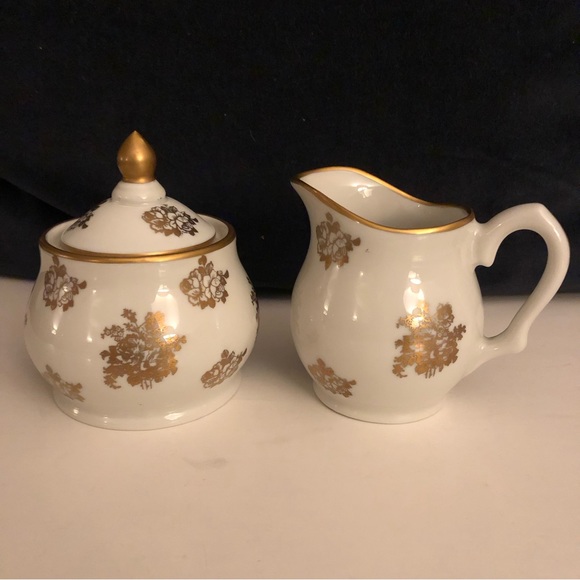 VINTAGE HAND PAINTED PORCELAINE DE FRANCE CREAM AND SUGAR SET - Picture 1 of 16